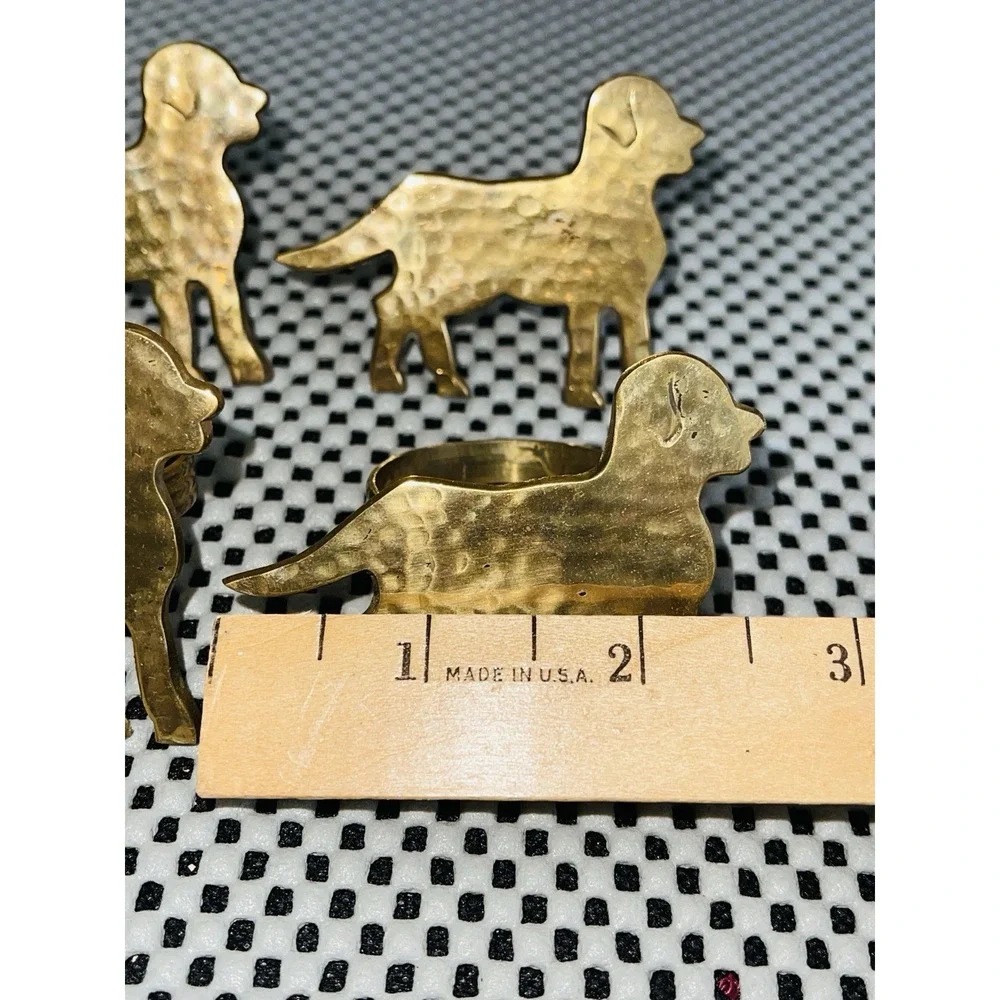 Set Of 4 Brass Dog Napkin Rings 2.50